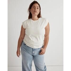 NWT Madewell Side-Cinch Muscle Tee In Ivory Lighthouse Sz XL Cotton Blend